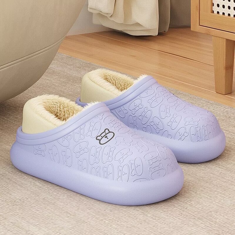 Plush Slippers: Thick Bottom, Warm, Cozy Baotou Cotton Home Slippers for Indoor & Outdoor