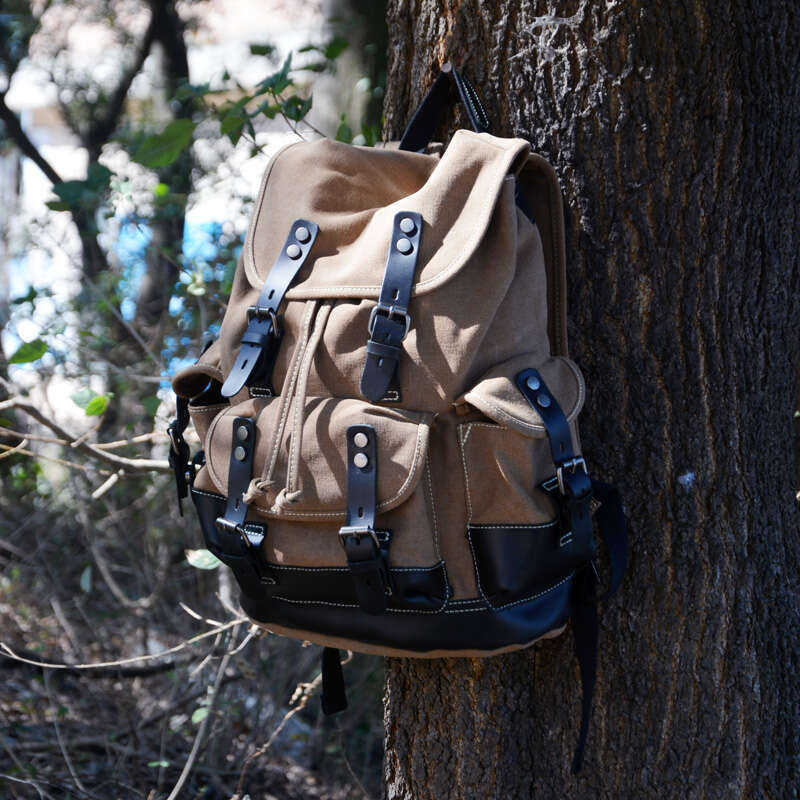 Travel Leather Waxed Canvas Backpack Male Vintage Laptop School Bag Large Waterproof Men Shoulder Hiking Rucack