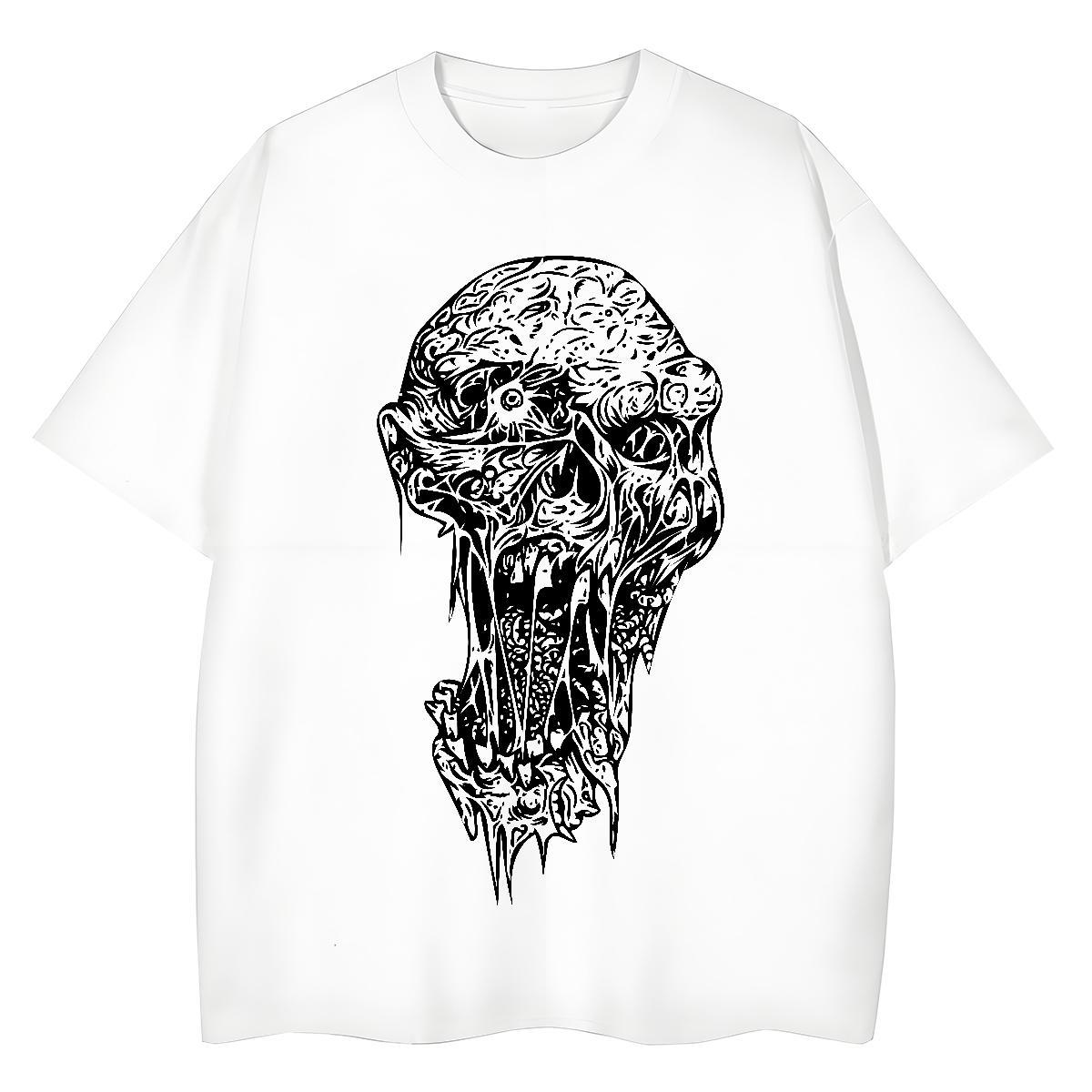 Custom T shirt 100% Cotton 230g Round Neck Short Sleeve Home Outdoor skull Women Tshirts Brand Cartoon Anime Polos
