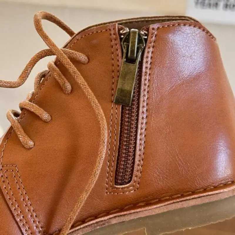 Boots Korean version childrens boots 2024 autumn and winter fashion trend genuine leather childrens zipper shoes anti slip girls boots H241018
