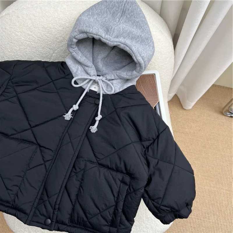 Winter Boys Hoodie Cotton Apron Warm Jacket Childrens Casual Comfortable Coat M241018