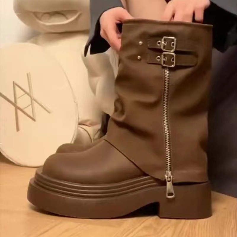 Small British style thick soled high top Martin boots for women 2024 new autumn and winter slimming short boots