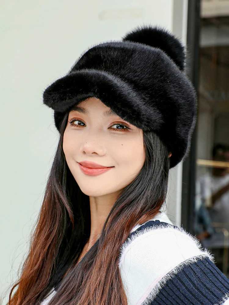 Ladies Casual Faux Fur Hat Autumn Winter Hats For Women Solid Baseball Cap Newsboy Cap Men Winter Beret Women Painter CapsX241018