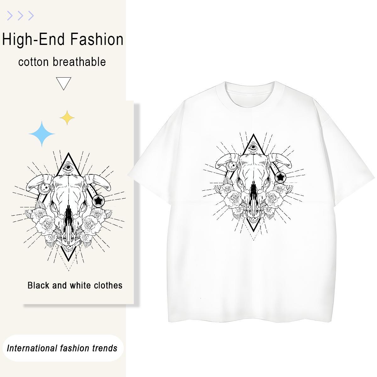 Fashion Casual Women T Shirts 230g 100% Cotton O-Neck Short Sleeve Beach eye of the devil Womens Tshirts High quality Anime Print Clothes Shirt