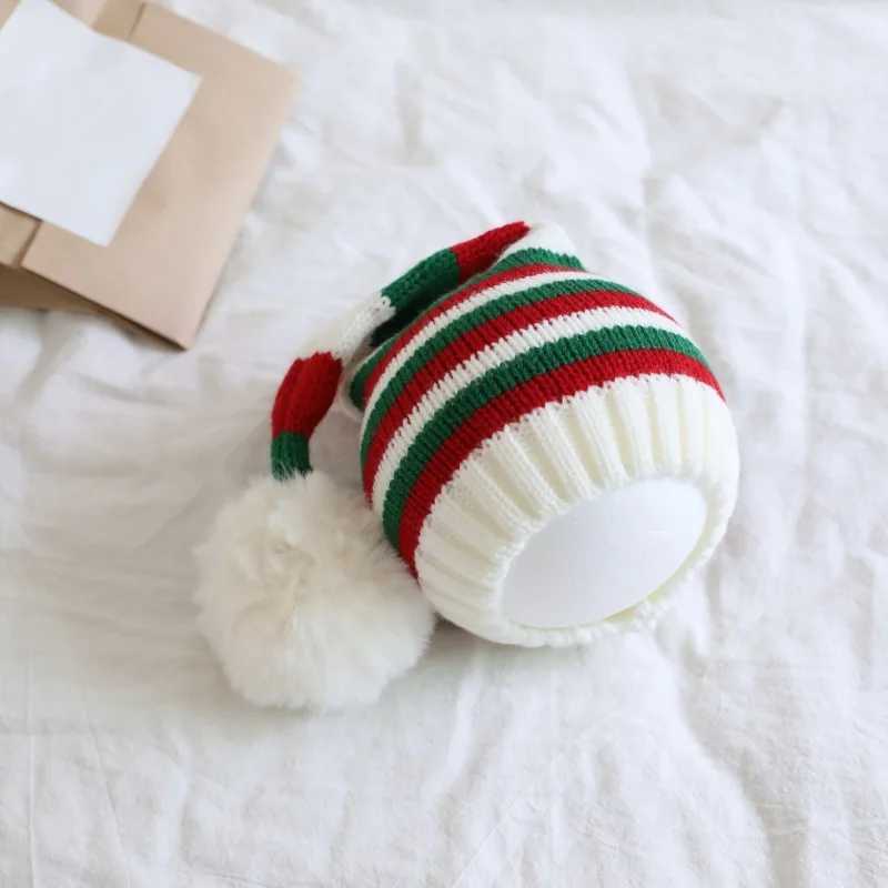 Suefunskry Christmas Knitting Hat Winter Warm Striped Beanie Cap Cold Weather Pom Hat for Kids and Adults LX241018
