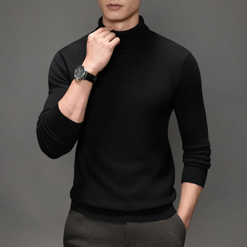 Mens Autumn and Winter Simple Turtleneck Bottoming Sweater Fashionable AllMatching 241018