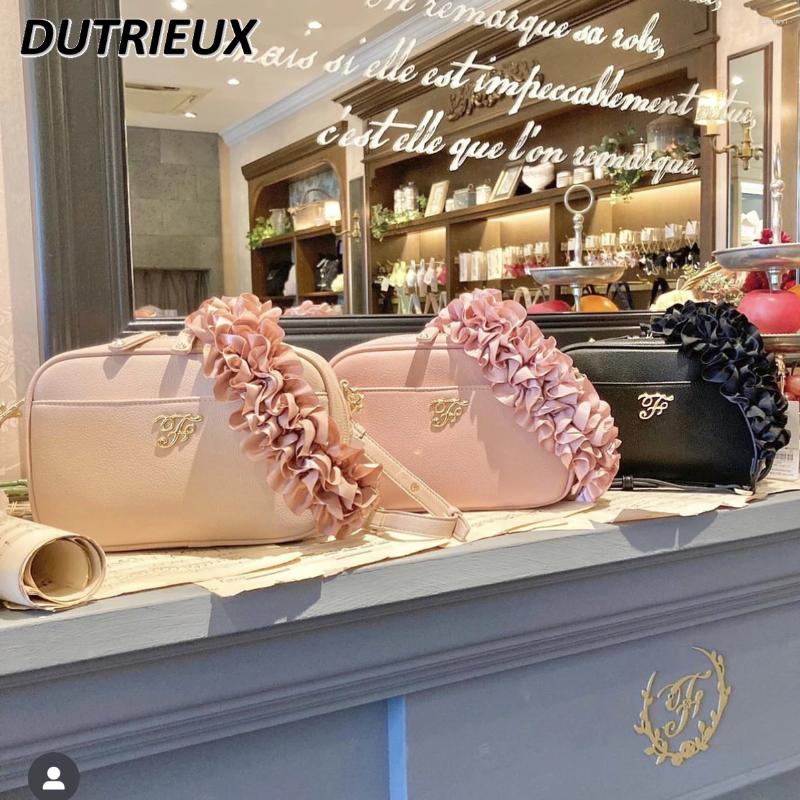Cosmetic Bags Fashion Japanese Style Shoulder Strap Heavy Industry Leather Pu Crossbody Bag For Lady Simple Small Square Women's fashionable item