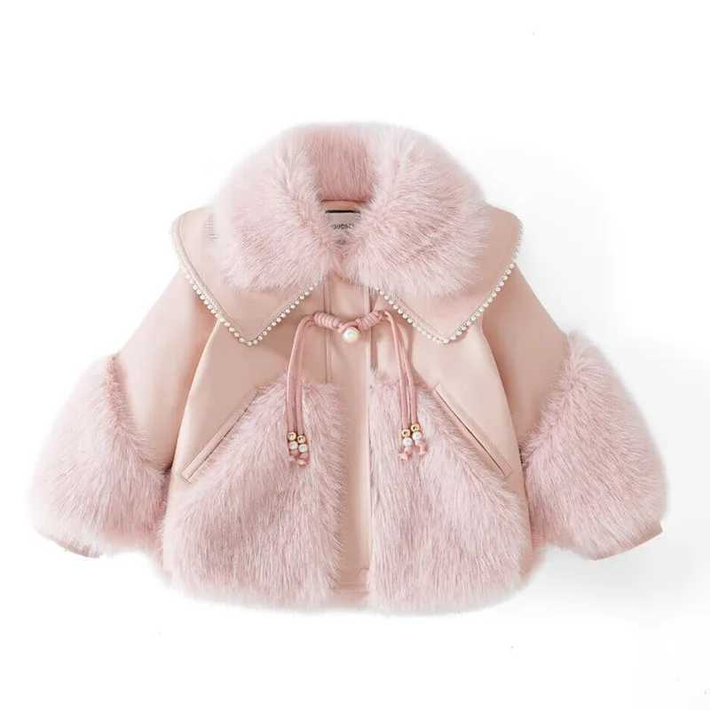 Girls New Autumn/Winter Fur Integrated Wool Lining Trendy Splicing Fur Sweater Fashion Cotton Mat Clothes M241018