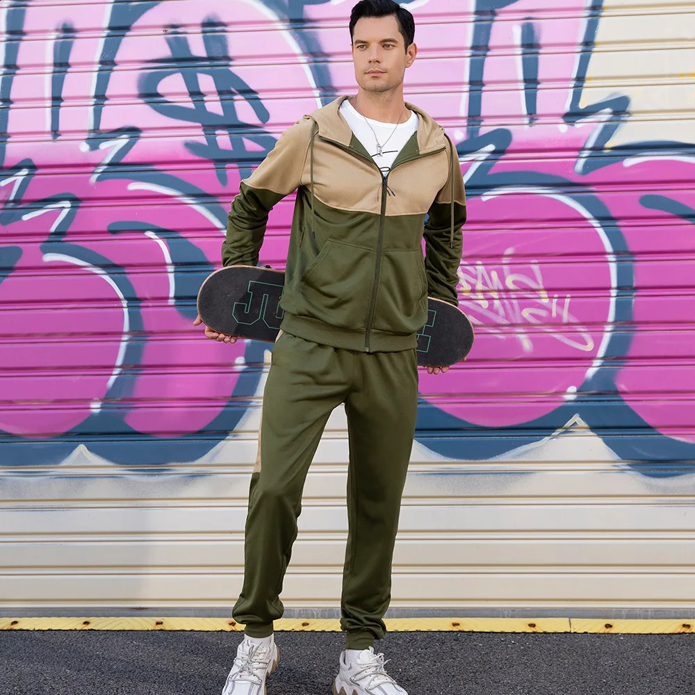US Size Sportswear Men Tracksuit Two Pieces Set Male Fashion Hooded Mens Autumn HoodiesPants Man Sweat Suit Streetwear 241017