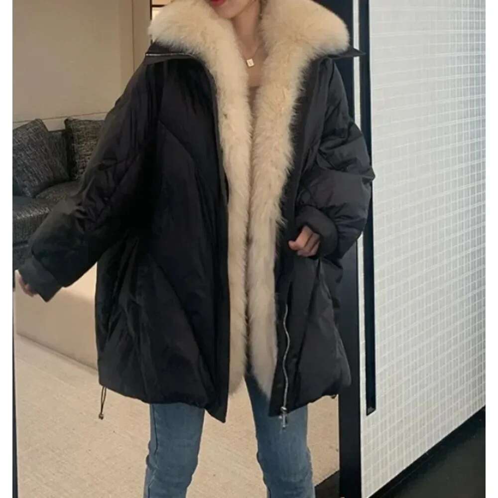 2024 Fashion New Autumn Winter Women's Warm Goose Down Jacket With Real Fox Collar Thick Women Coat Female Outerwear