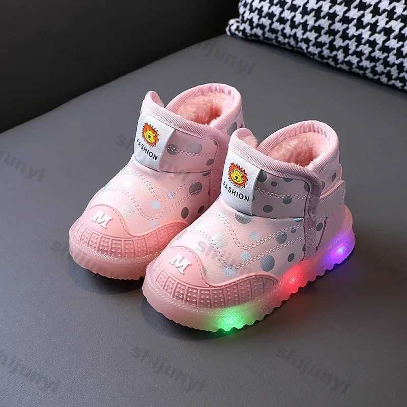 Boots Childrens fashionable snow boots childrens warm and thick robot girls cotton boots winter new anti slip casual baby soft soled childrens shoes H