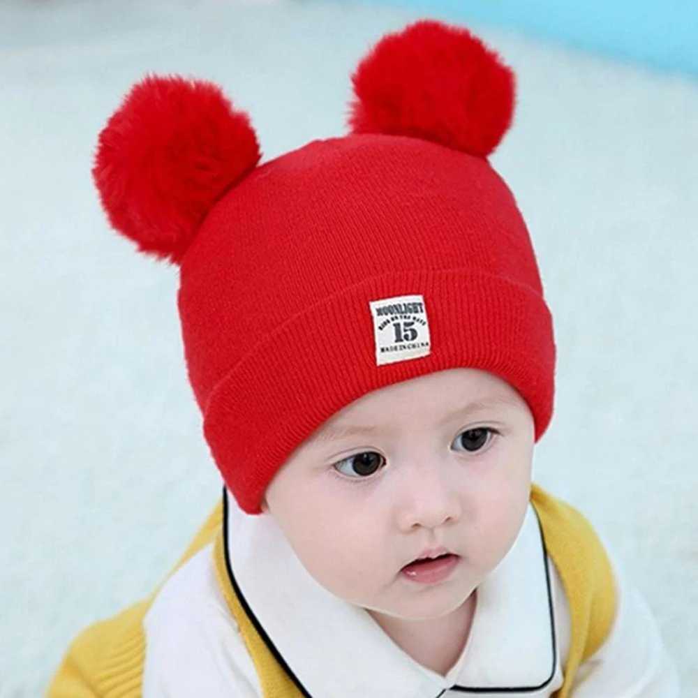 Childrens Caps Baby Wool Hat Childrens Thick Hats Warm Earmuff Winter Warm Knit Caps Infant Toddler Cap Kids Pom Hat LX241018