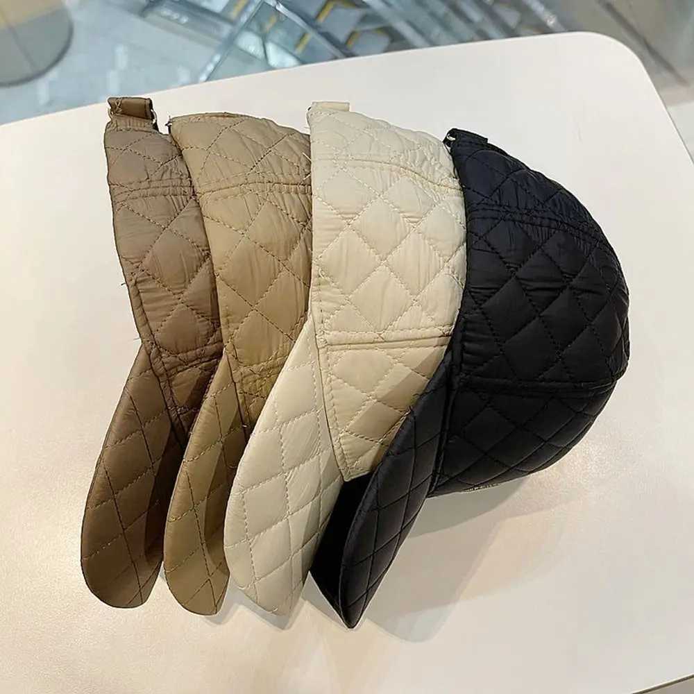 Winter Down Cotton Plaid Warm Baseball Cap Embroidery C-Letter Casual Simple Hats for Women Snapback Hat Female Hip Hop CapX241018