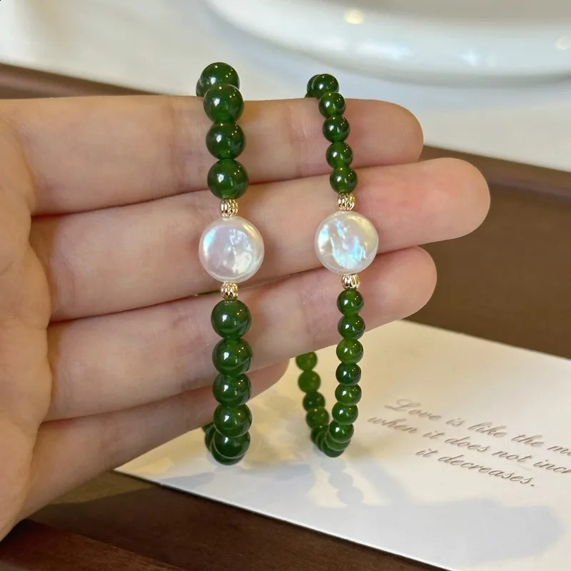 Minar handmade 14K real gold copper 6 8mm green agate natural stone irregular freshwater pearl bead necklace 241018