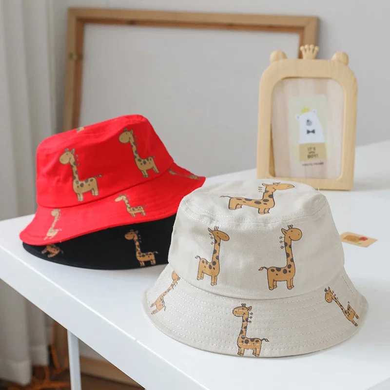 Summer Baby Bucket Hats Boys Girls UV Sunhat Kids Cotton Giraffe Beach Hat Children Outdoor Casual Panama Caps Child Accessories LX241018