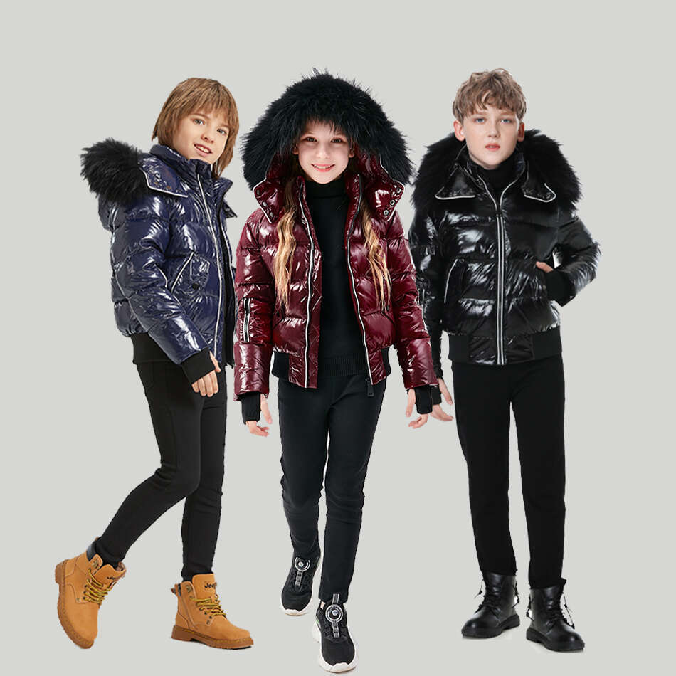 AP Winter Children Coat For Boys Girls Fashion Piping Kids Jackets Waterproof Shelg Fabric + Filg White Duck Down