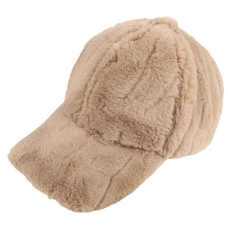 Faux Fur Solid Winter Baseball Cap Hats Women Men Thickened Hat Outdoor Sunshade Keep Warm Adjustable Gorras Casquette Dad HatX241018