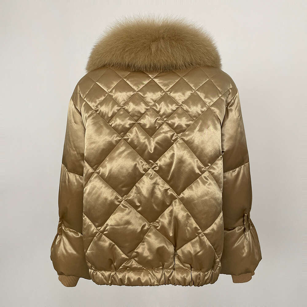 Mink Puffer Real Fox Jacket Women Autumn Winter Large Fur Collar Short Casual 90 White Duck Down Coat Warm