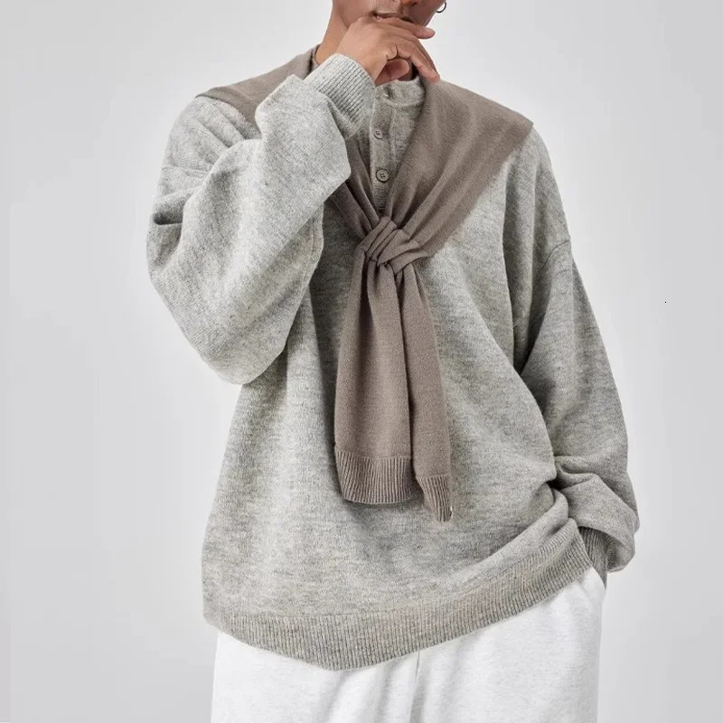 Mens Autumn and Winter Sweater Knitwear Lazy Senior Neutral Top Womens Casual Crewneck 241018