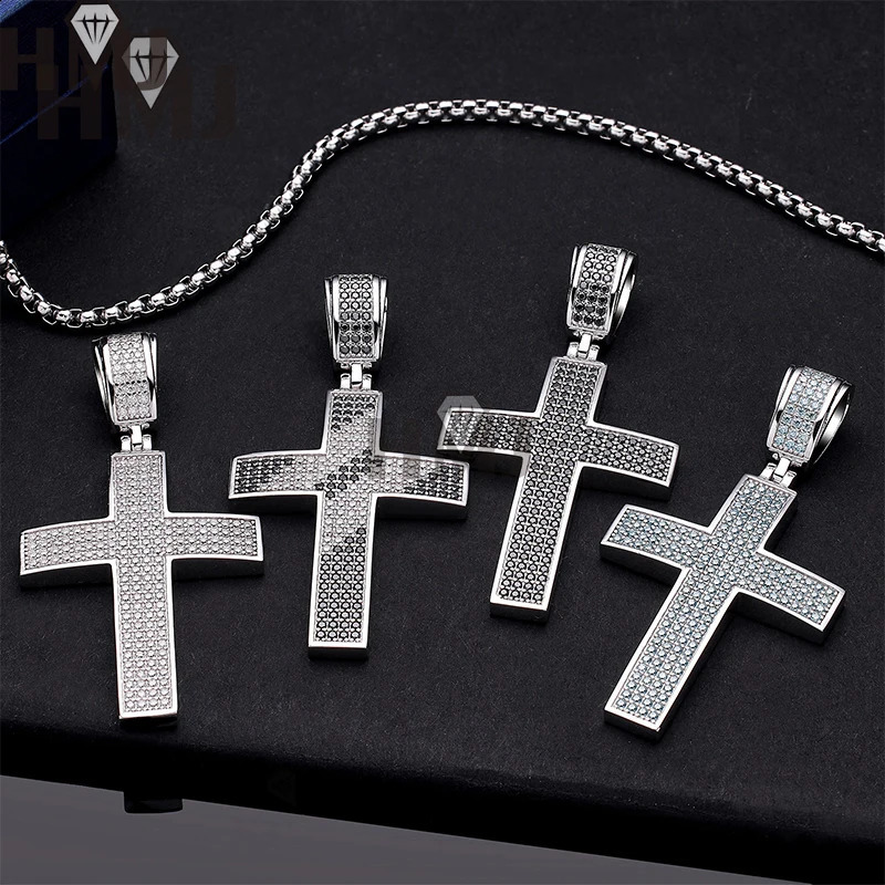 Wholesale Ice Out Cross Pendant S925 Silver Gold Plated VVS Hip Hop Cross Pendant Necklace 241018