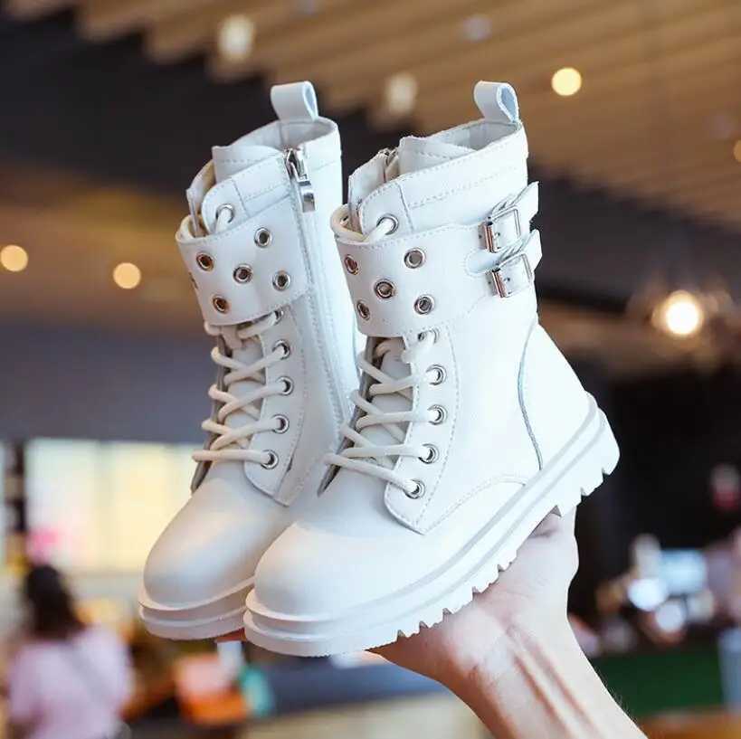 Boots 2024 autumn and winter leather childrens shoes boys and girls snow boots fashionable soft baby boots comfortable and non slip childrens boots H2