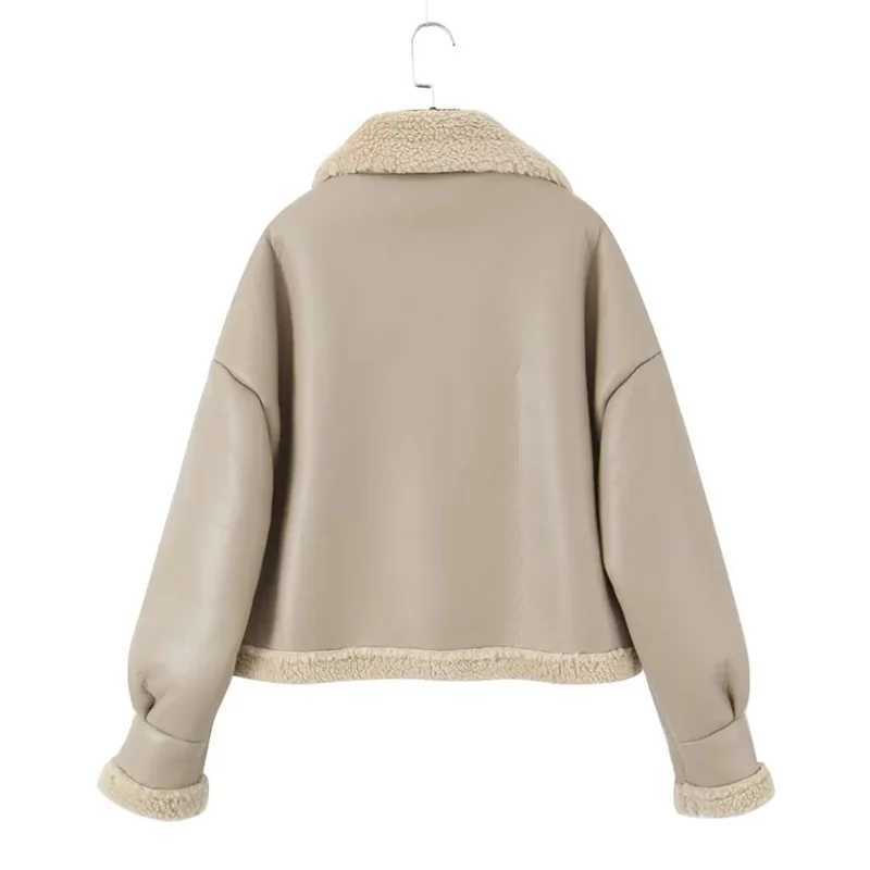 Windbreak Warm Winter Jacket Thicken Turn Down Collar Lamb Wool Coat For Women Winter Parkas Women outwearX241018