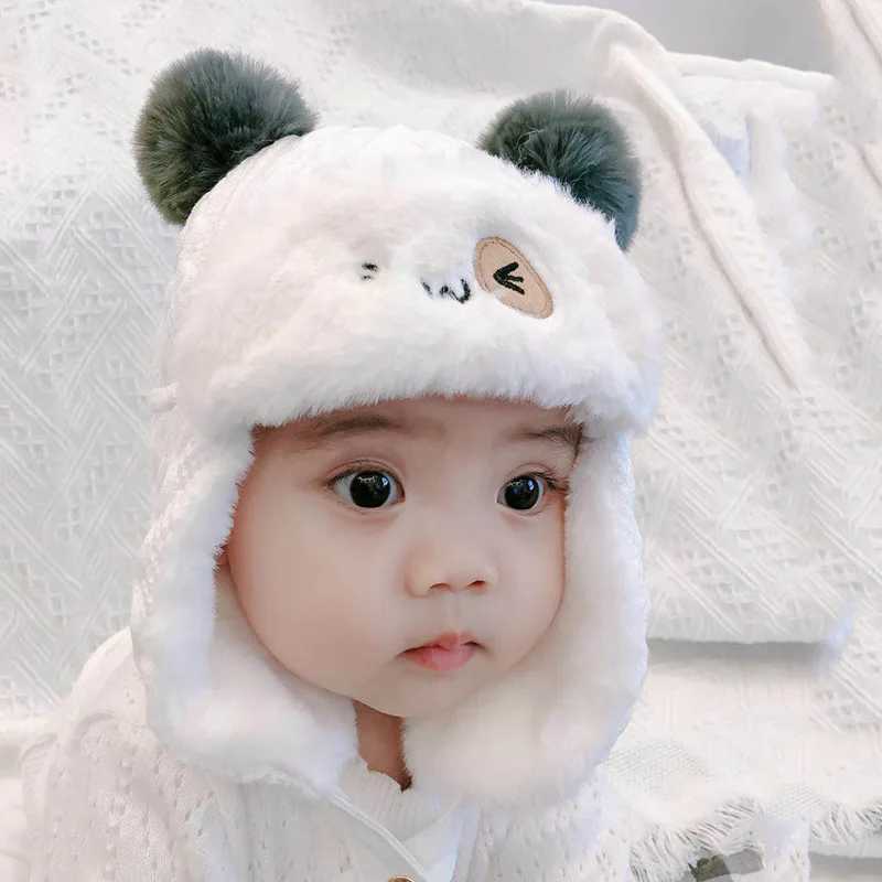 Cute Baby Plush Hat Autumn Winter Warm Cap Infant Boys Girls Bonnet Solid Kids Warm Earflap Hat Toddler Accessories LX241018