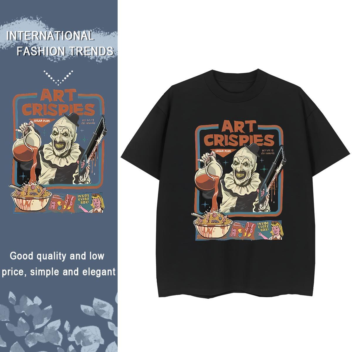 Fashion Casual T Shirt For Woman 230g Cotton Crew Neck Summer Casual art circles Woman Tshirt Female Cartoon Print Clothes