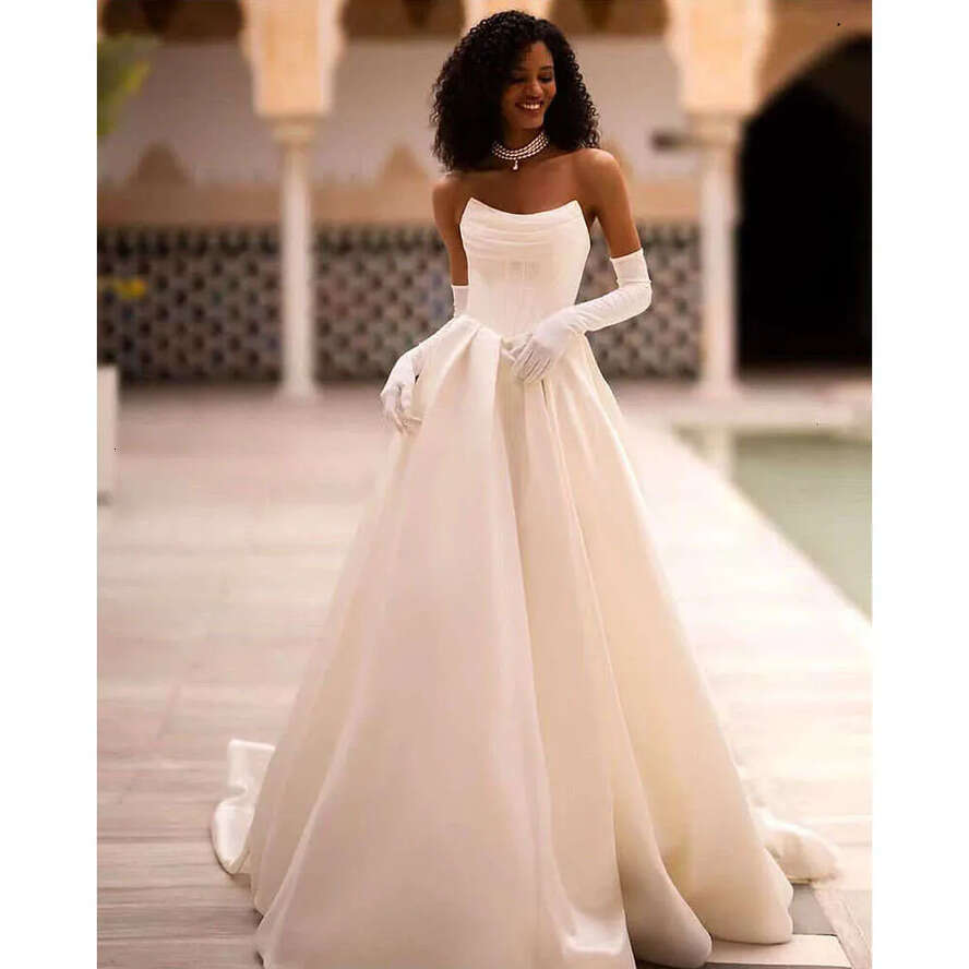 Dress Sweetheart Satin Wedding A E Sweep Train Or Length Elegant Pleat Bridal Gown Customize To Veasures Rope De Mariee legant