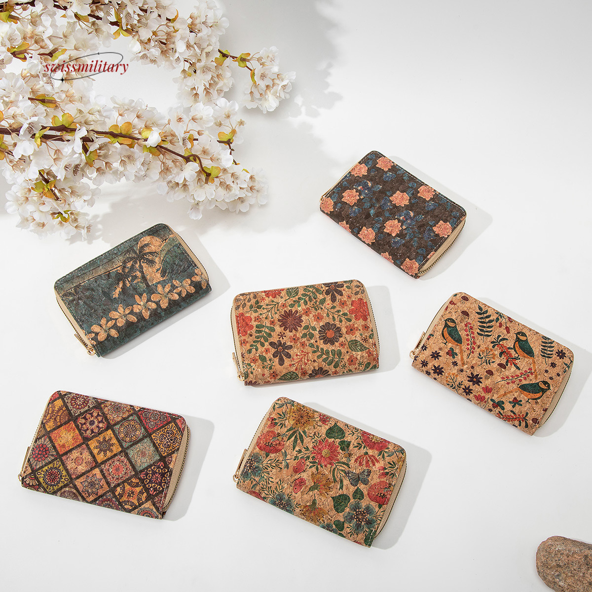 Artistic and personalized printed women's short wallet 2024 new niche design wood grain large capacity coin purse #12 swissmilitary