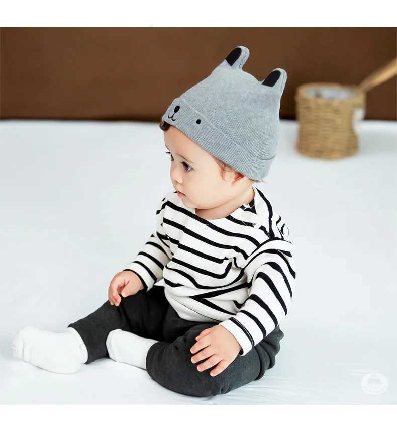 Newborn Spring Hat Crochet Grey Baby Bear Ear Infant Bonnet Baby Cap for Girls Boys Kids New Baby Spring Autumn And Winter LX241018