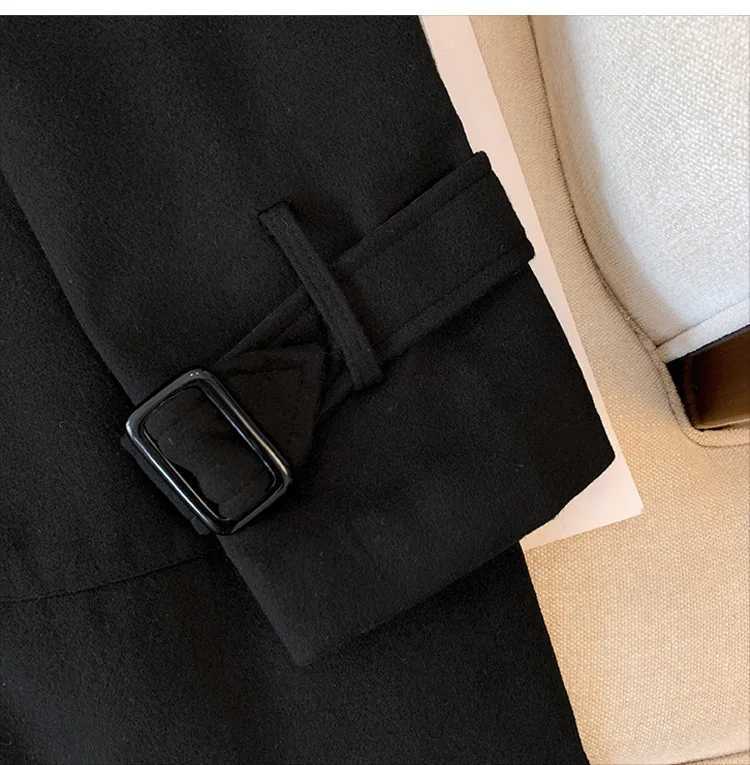 Women Woolen coat 2023 Autumn Winter Long Sleeve Casual Single Breasted Black Outwear Jackets Coat Plus Size 5xl 6xl 7xl 8xl 9xlX241009
