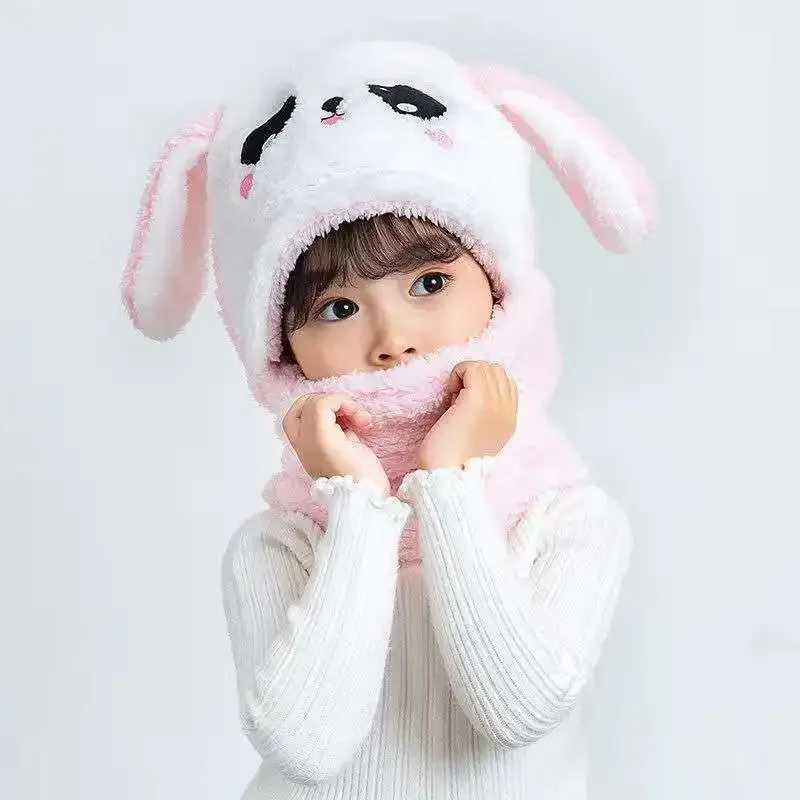 Hat for Girls Boys Scarf Thicken Cap Newborn Photography Baby Stuff Winter Children hat Plus Fleece Kids Caps 1-10Years LX241018