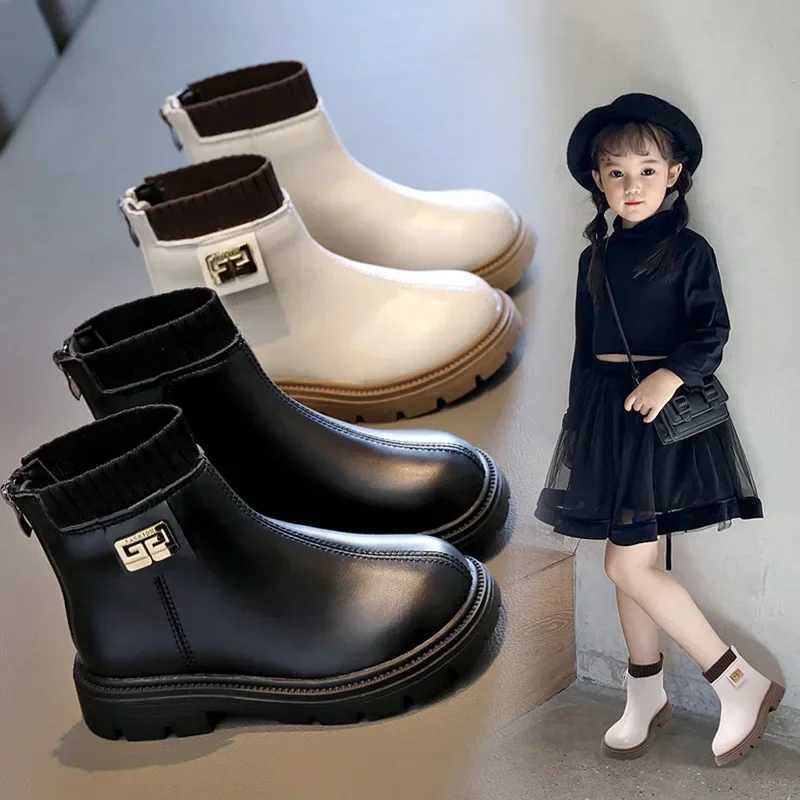 Boots Girls Boots Childrens Shoes 2024 Autumn Winter New Girls Short Boots Velvet Warm Medium Long Boots Girls Boots Botas Ni a H241018