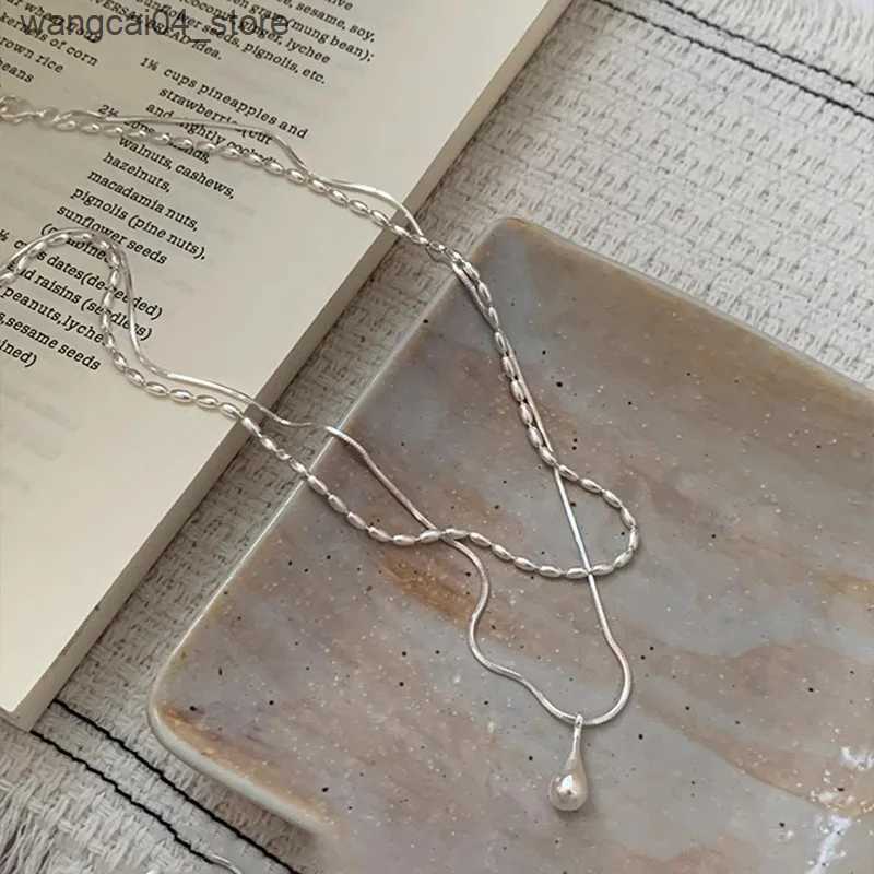 Chokers New 925 sterling silver double-layer necklace exquisite geometric shape pendant necklace birthday party gift ladies exquisite jewelry L240910
