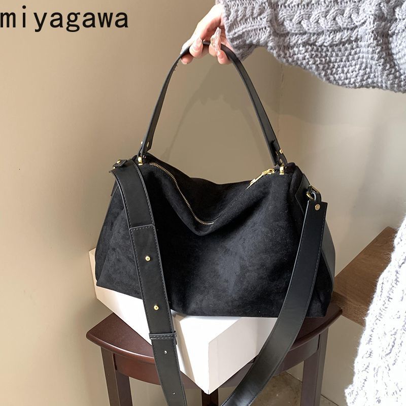 Miyagawa Korean Version Niche Frosted Boston Commuting Bag 2024 Autumn/Winter New Fashionable Crossbody Tote Bags