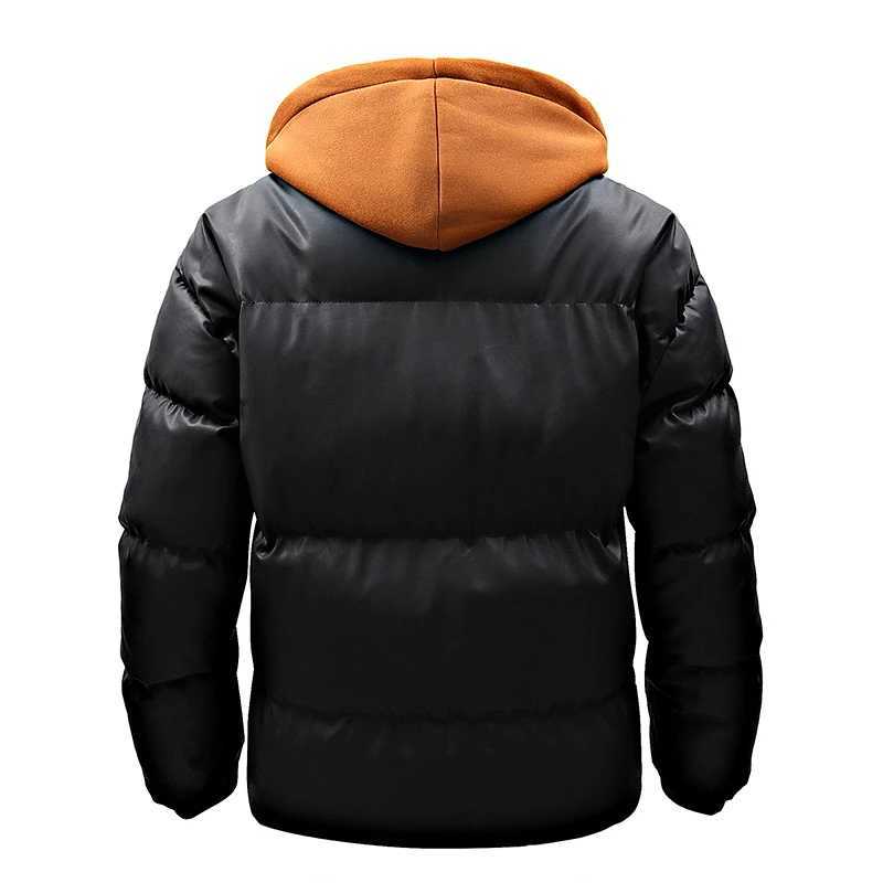 Winter Men Hooded Casual PU Leather Jackets Coat Man Thick Outdoor Puffer Parka Male Streetwear Oversize Bomber Jackets Overcoat LX241018