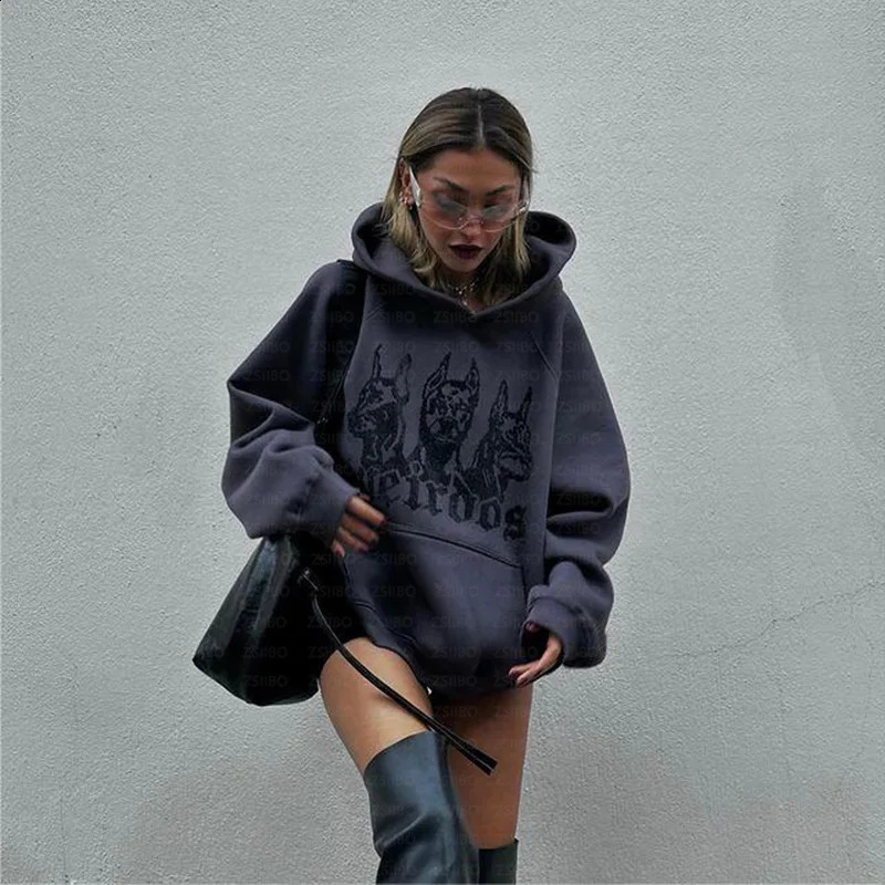 Y2k Hip Hop Rhinestone Gothic Grunge Graphics Pullover Hoodies Harajuku High Street Hooded Grey Sweatshirts Coats Streetwear Top 241017