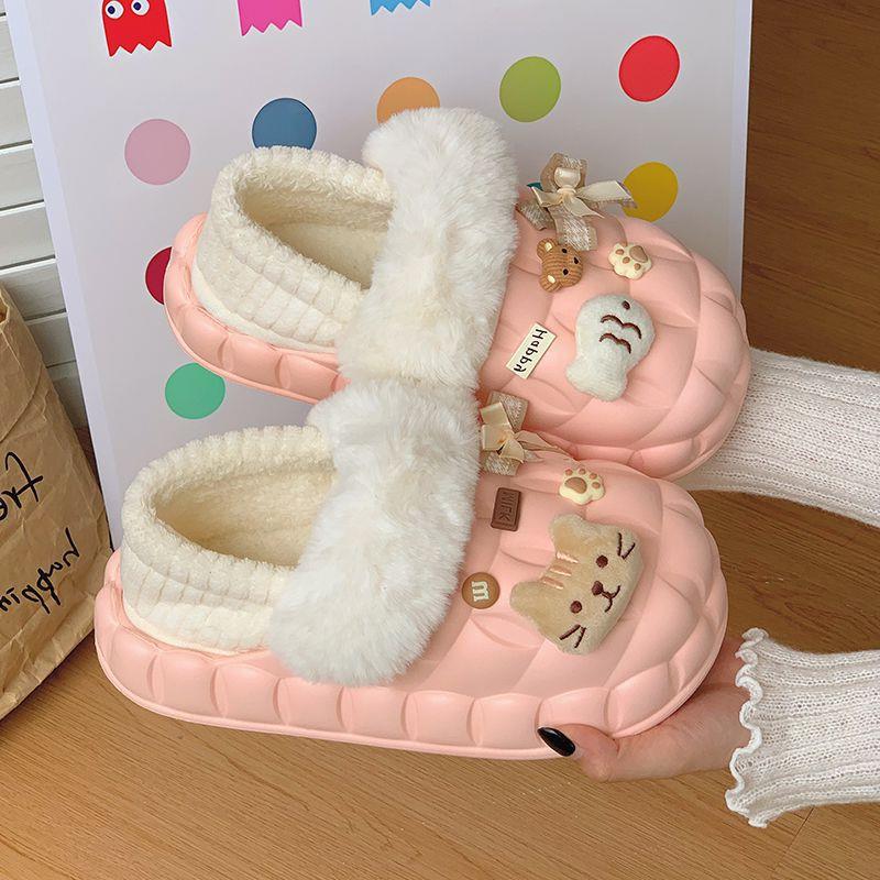 Plush Cartoon Cotton Slippers Detachable Heel for Indoor Warmth Washable Home Shoes 2024 New Arrival | Free Shipping