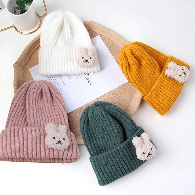 Autumn Winter Baby Hat Soft Warm Knitted Boy Girl Children Beanies Caps Solid Color Crocheted Infant Kids Bonnet Hats 0-3Y LX241018