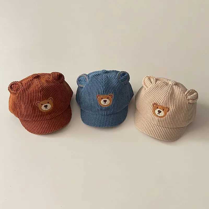 Spring Autumn Boy Girl Baby Bear Peaked Cap Infant Embroidery Baseball Hat Kid Corduroy Sunscreen Cap Toddler Cotton Hat LX241018