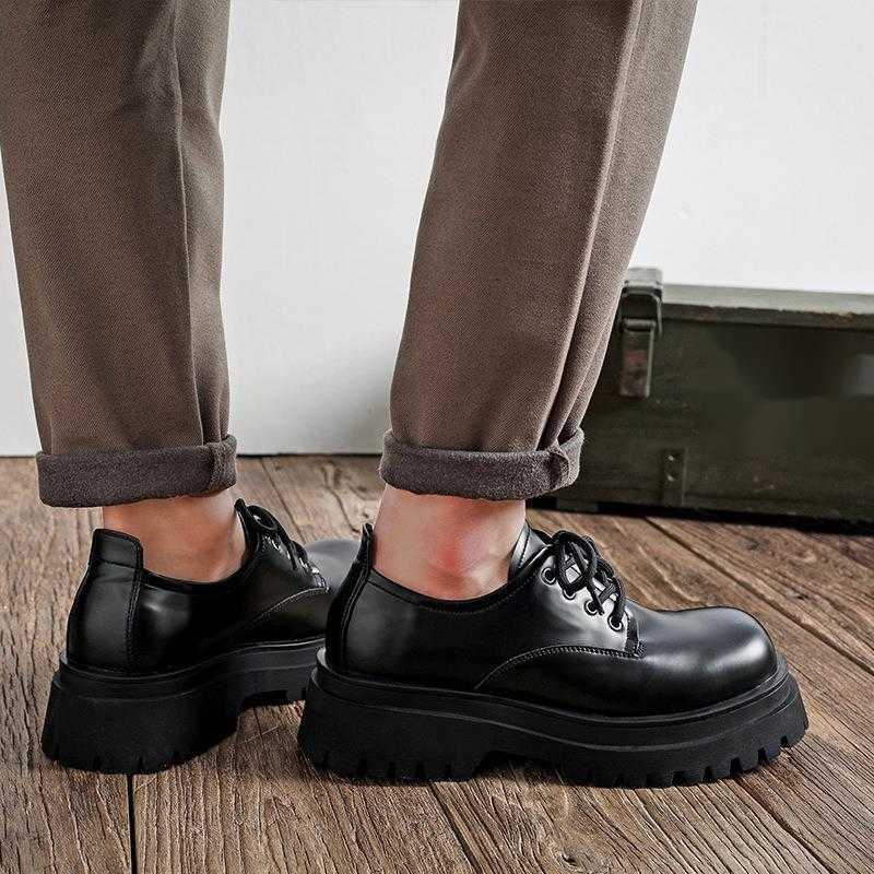Martin Boot Mens Summer Low Top Ankle Boots Thick Soled Black Workwear Shoes British Casual Small Leather Shoes Fashion Boots 240927