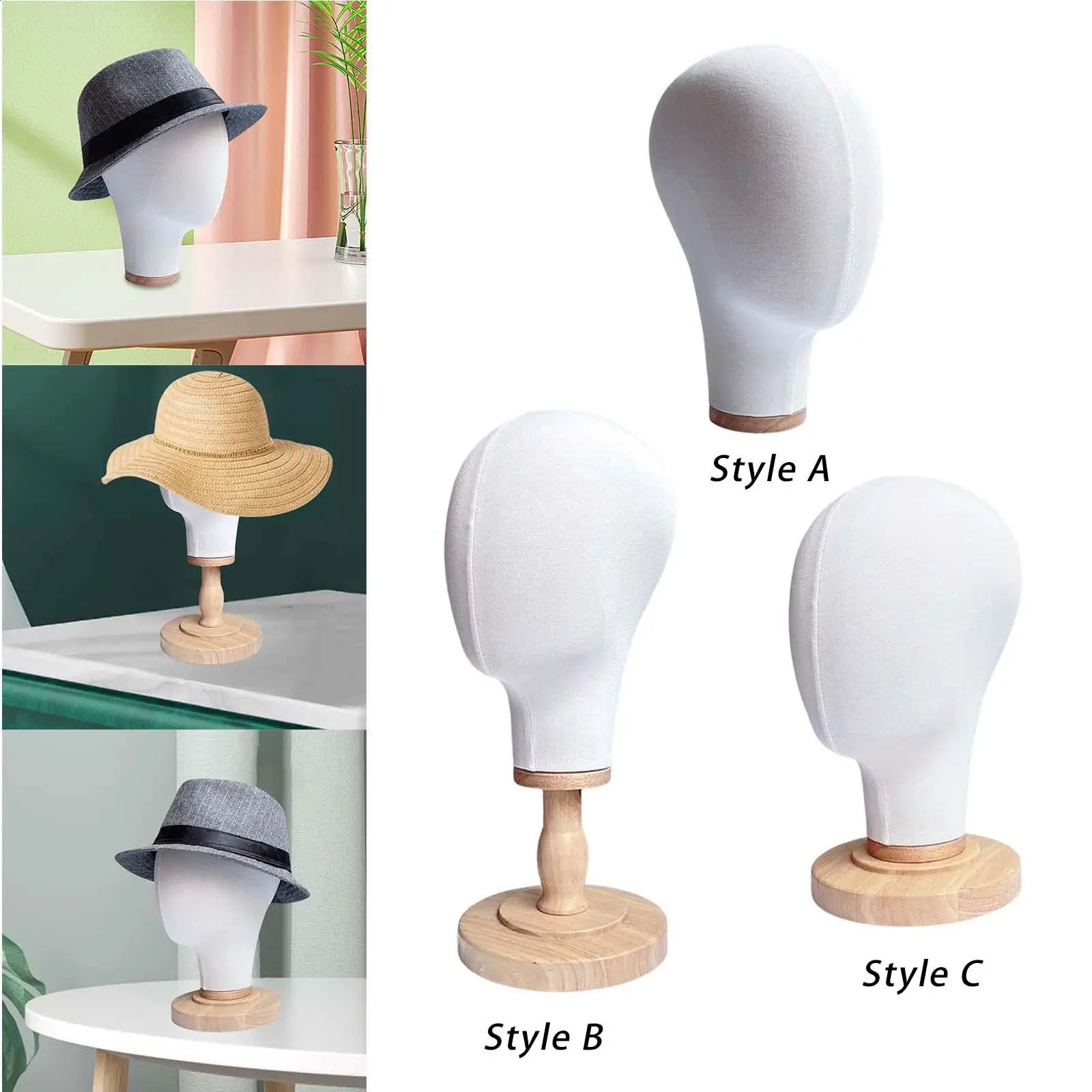 54cm Wig Making Styling block Head Mannequin Head for Headdress Eyeglasses Earphones Tabletop Hats Display with Wood Base 241017