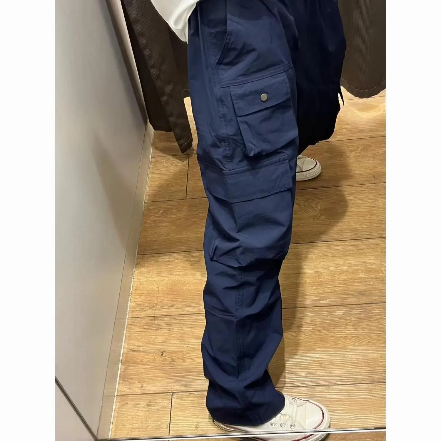 Navy Blue Cleanfit Pants Men American Retro Multi Pocket Workwear Trousers High Street Straight Leg High Street Vintage Pants 241010