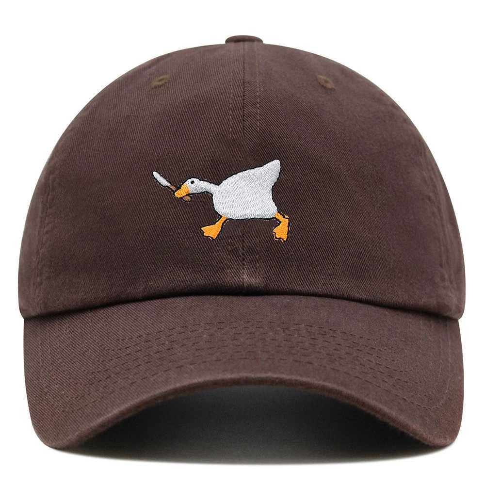 Biting Knife White Goose Baseball Cap Interest Embroidered Duck Dad Hat Cotton Adjustable UnisexX241018