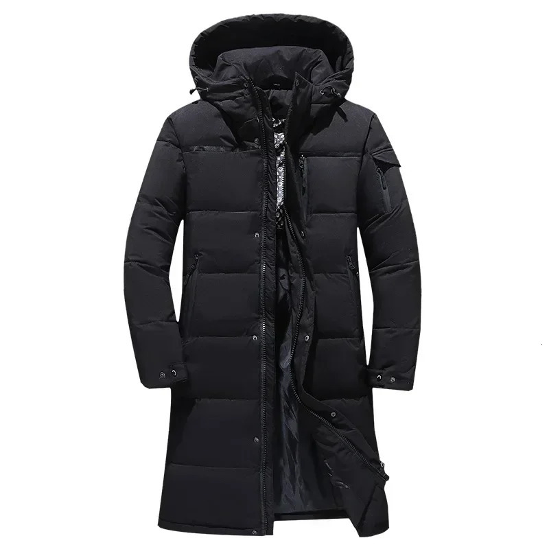 Winter Mens Down Jacket Thick Thermal Waterproof Coat Highquality Long 80% White Duck Hooded Male Parka 5XL 241018