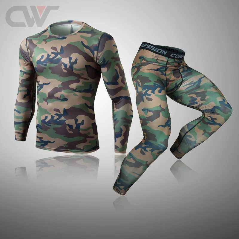 Men's Thermal Underwear Mens Thermal Underwear For Men Thermo Camouflage Clothes Long Set Tights Winter Compression Underwear Quick Dry 2Piece Se