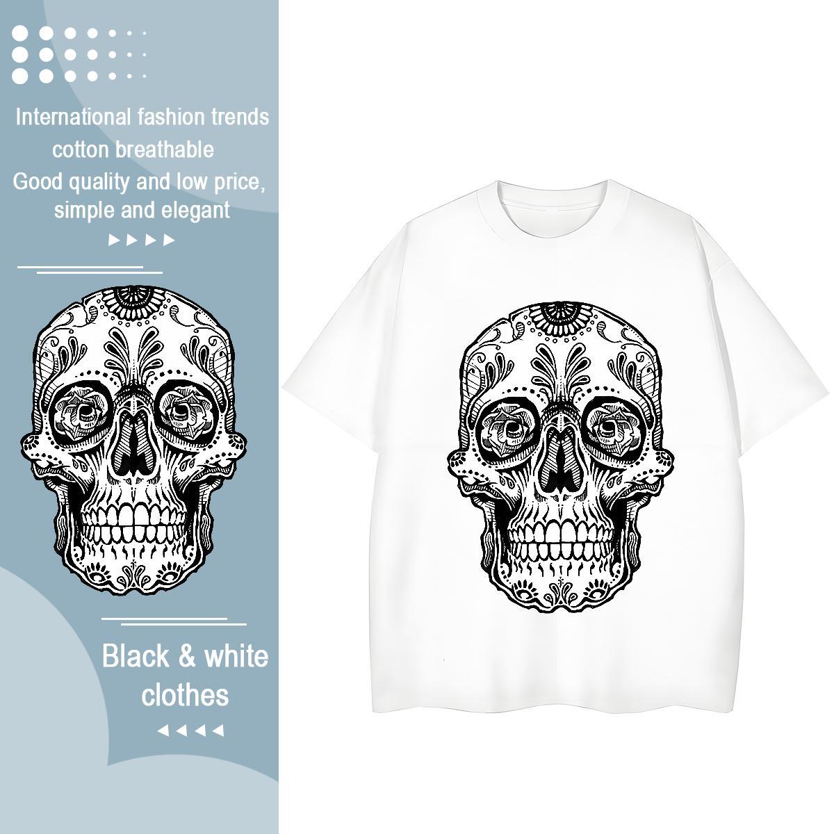 Classic T shirt 230g 100% Cotton Comfortable Daily Wear skull Unisex Tshirts Nice Graphic Tops Shirt