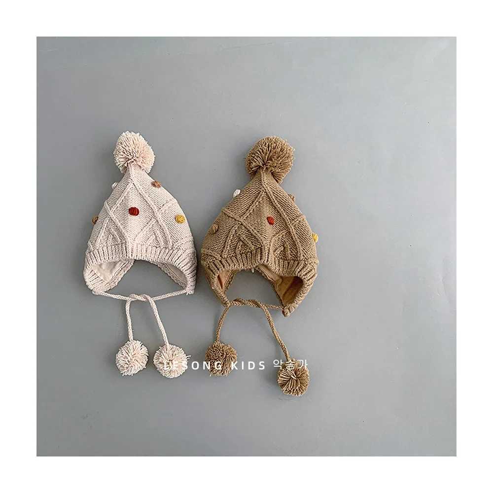 Newborn Beanies Baby Hat Pompon Winter Children Hat Knitted Cute Cap For Girls Boys Casual Solid Color Girls Hat Baby Beanies LX241018