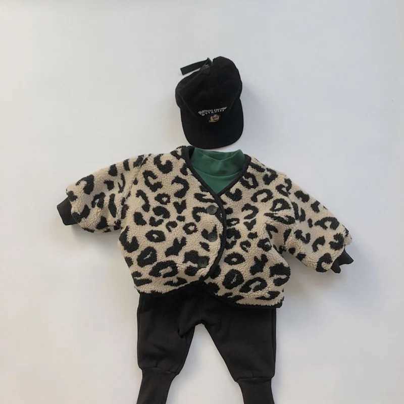 1-7T Preschool Children Baby Boys and Girls Winter Clothing Leopard print Jacket Fashion Wool Warm Coat Cute Baby Clothing M241018